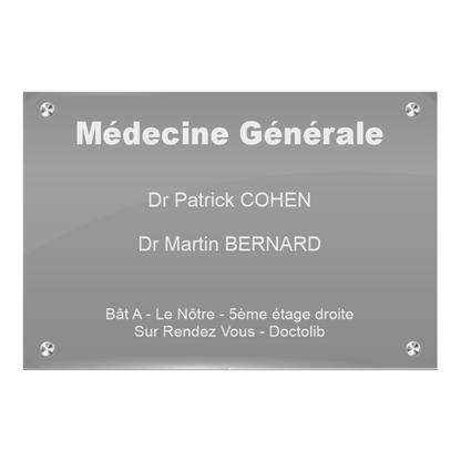 Plaque Professionnelle Plexiglass Grand Format – Gravure Arrière