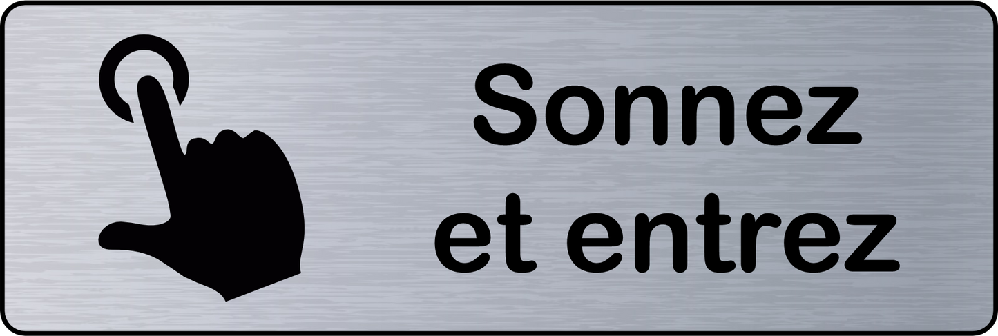 Panneau de Porte Sonnez et Entrez Adhésif - Signalétique Et Professionnel