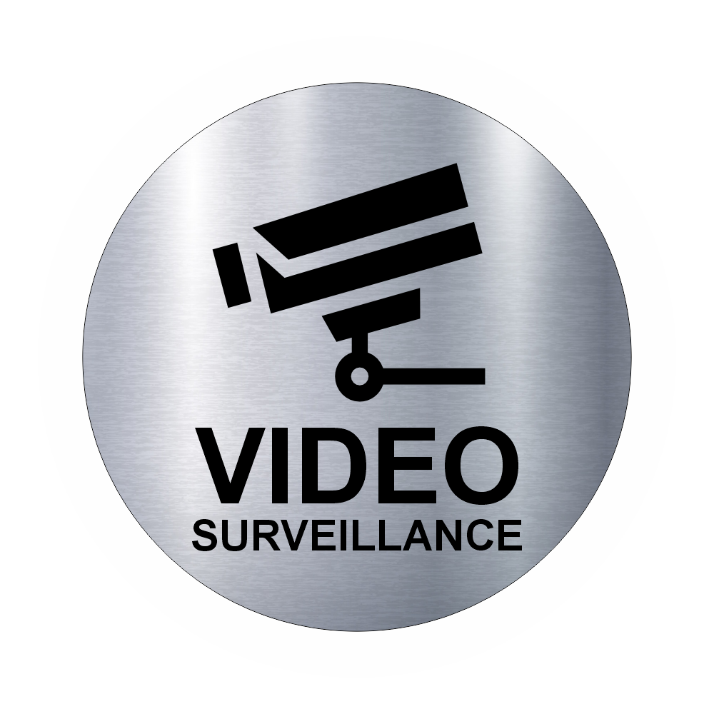 Plaque Ronde Vidéo Surveillance Ø60 mm Acier – Caméra Gravée et Adhésive