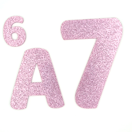 Pack 6 à 12 Lettres / Chiffres acrylique Glitter Rose pailletée 3mm - PlaquesAgraver.fr