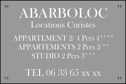 Plaque Professionnelle 300x200mm PVC 4mm Gravure & LOGO  Blanc + entretoises inox