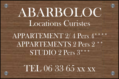 Plaque Professionnelle 300x200mm PVC 4mm Gravure & LOGO  Blanc + entretoises inox