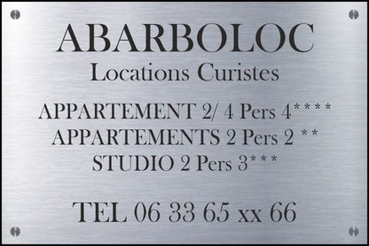 Plaque Professionnelle 300x200mm PVC 4mm Gravure & LOGO  Noir + entretoises inox
